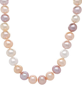 16" Multi color cultured pearl (9-10mm) strand 14k white gold