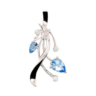 TQ Original blue topaz & diamond "Embrace" pendant, sterling silver