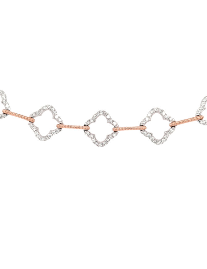 Diamond (2.0 ctw) clover bracelet 14k white & rose gold