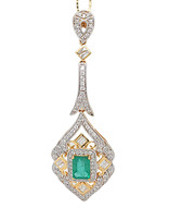 Majestic Estate Emerald  & Diamond Vintage Pendant