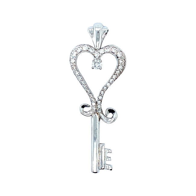 TQ Original diamond (0.50 ctw) "Key to Her Heart" pendant, 14k white gold