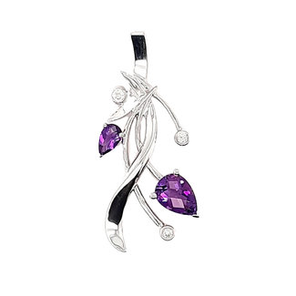 TQ Original Double Pear Amethyst and Diamond "Embrace" pendant, sterling silver