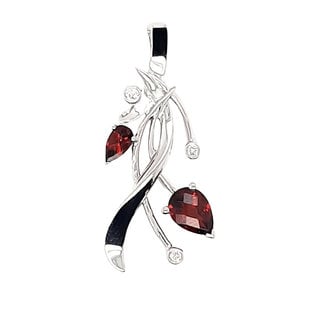 TQ Original garnet & diamond "Embrace" pendant, sterling silver