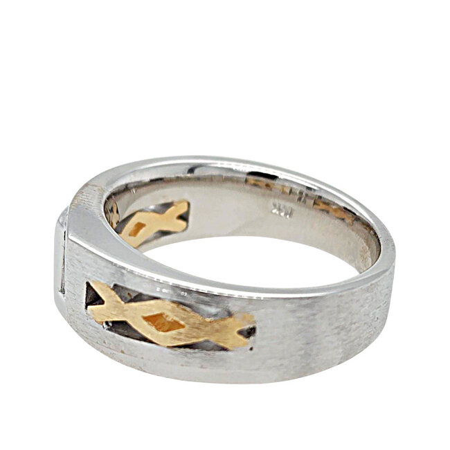 Diamond (0.25 ctw) men's ring 14k white & yellow gold 13.8 gr