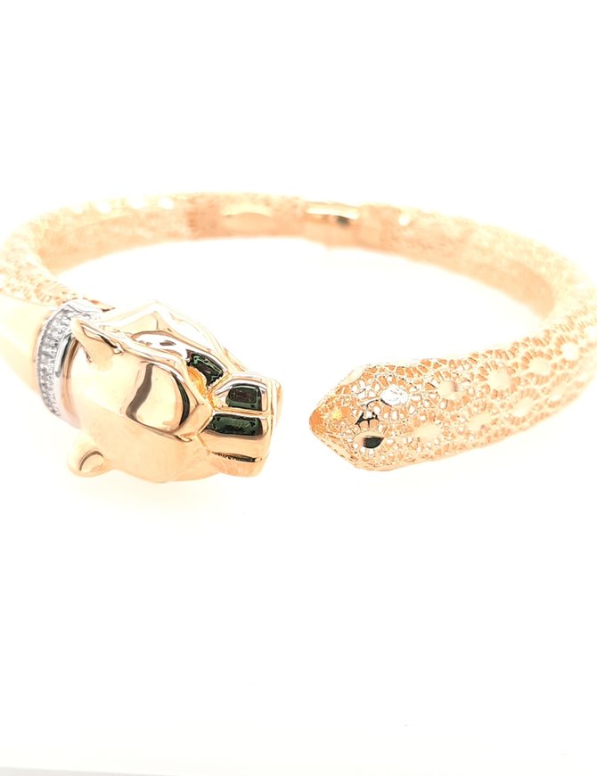 Panther hinged bangle bracelet 18k yellow gold 15.5gr