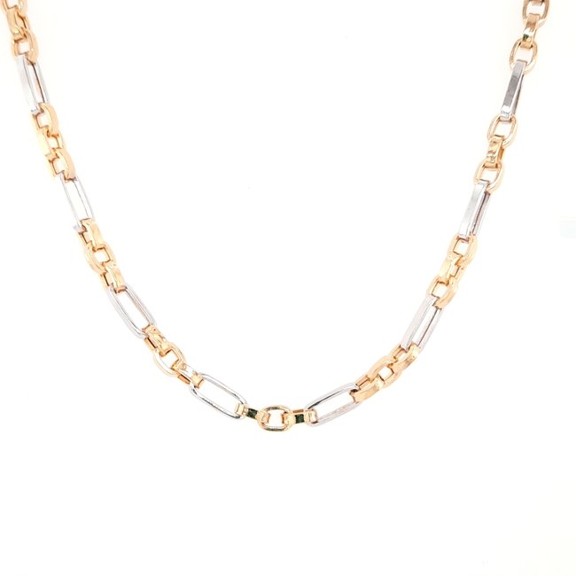 Two tone link chain 18k white & yellow gold 10.5gr