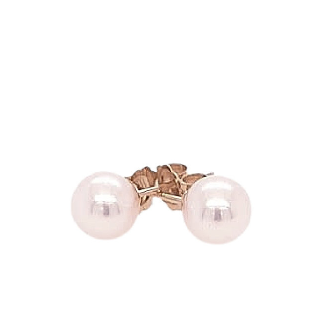 Cultured pearl (3.5-4mm) white stud earrings 14k yellow gold 0.4 gr