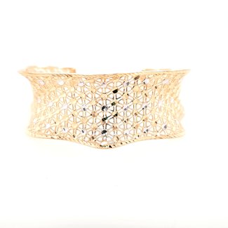Filigree diamond cut cuff bracelet 18k yellow gold 17.3gr
