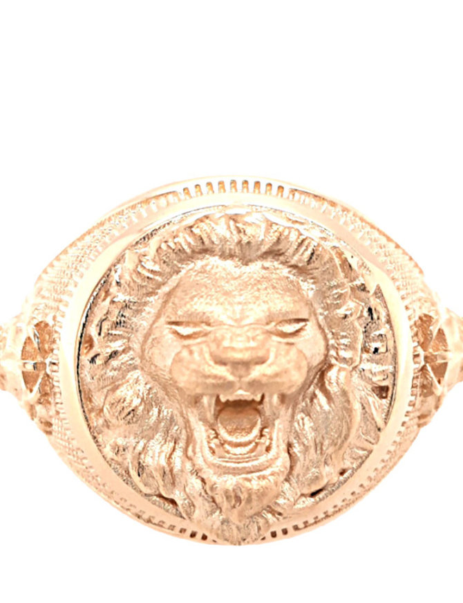 Lion motif men's ring 18k yellow gold 9.9gr