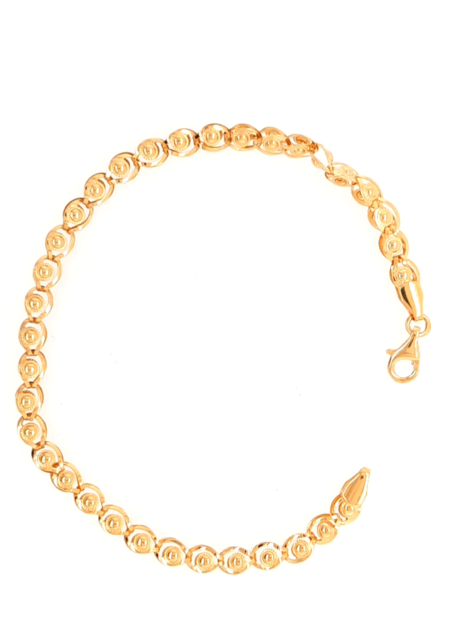 Open round fancy link bracelet 18k yellow gold 3.5gr 7.5"