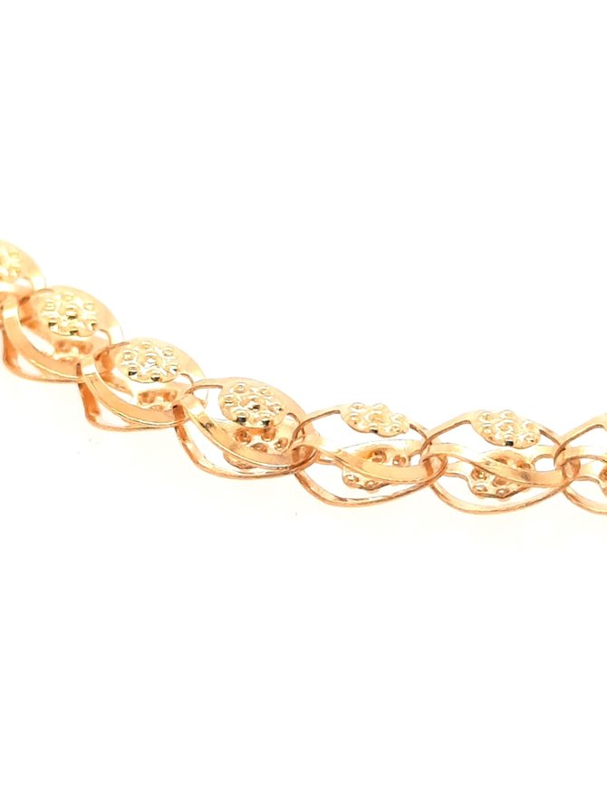 Round link with milgrain center bracelet 18k yellow gold 2.9gr