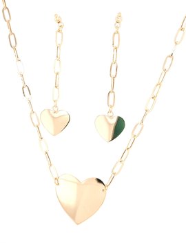 Paperclip chain w/heart set 18k yellow gold 6.9gr