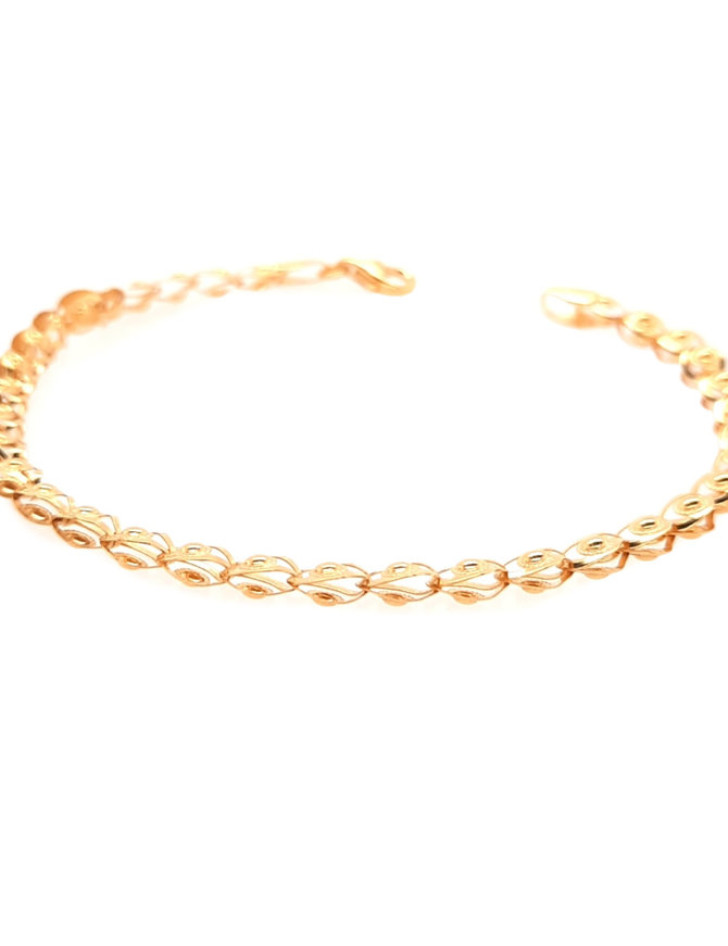 Open round fancy link bracelet 18k yellow gold 3.5gr 7.5"