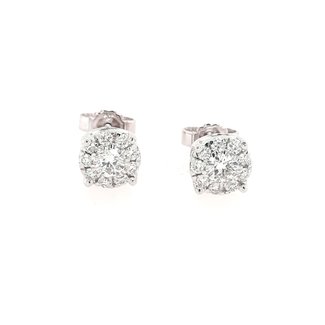 Diamond cluster earrings 18k white gold