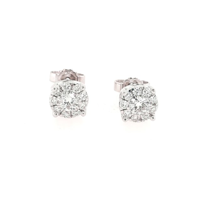 Diamond cluster earrings 18k white gold 2.5gr