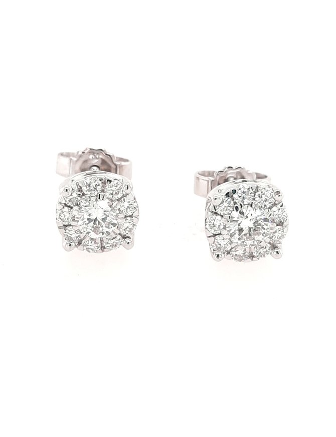 Diamond cluster earrings 18k white gold 2.5gr