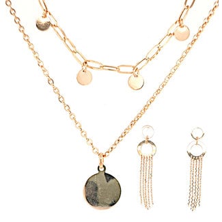 3 Layer Necklace Layered Necklace Set Gold Disc Necklace 