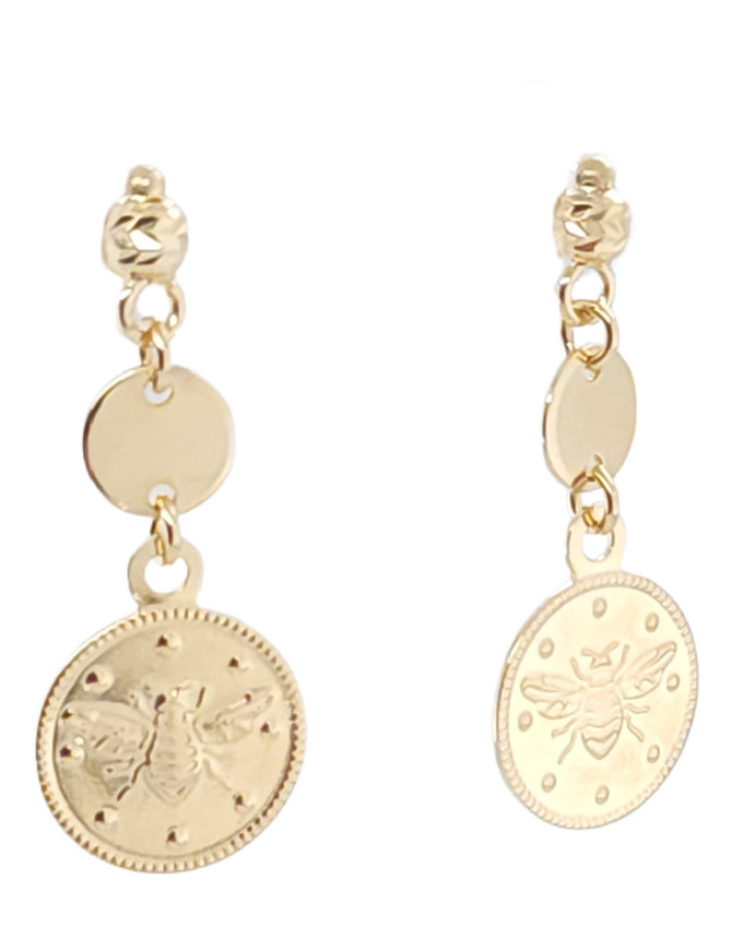 Two layer bee disc set 18k yellow gold 10gr