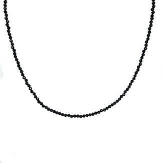 Black spinel faceted bead necklace 16"