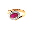 Ruby (0.98 ct) & diamond (0.26 ctw) bypass ring 14k yellow gold 3.2gr