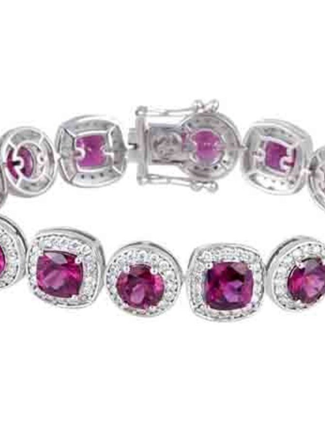 Chromia Collection 27.40 ctw Bishop's Purple Garnet & 3.87 ctw Diamond 18K White  Gold 25.89gr Bracelet Length 7.5