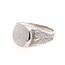 TQ original signet ring with floral side detail 14k white gold 14 gr