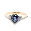 Sapphire ( 1.18 ct ) & diamond ( 0.27 ctw ) pear ring 14k yellow gold 3.5gr