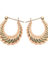 Scallop design hoop earrings 14k yellow gold