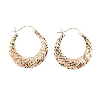 Textured hoop earrings 14k yellow gold