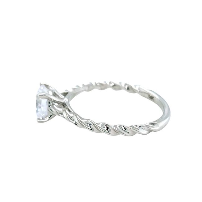 14k white gold rope solitaire setting cz ctr 2.3 gr