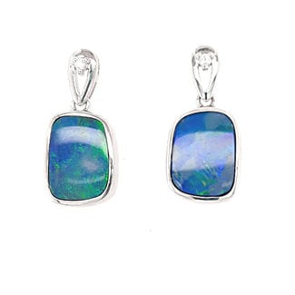 Opal doublet free form dangle earrings sterling silver