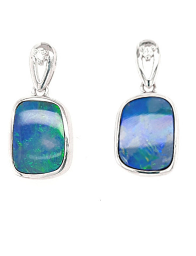 Opal doublet free form dangle earrings sterling silver