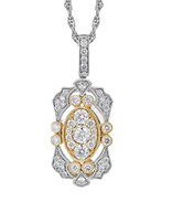 Diamond (0.50ctw) two tone vintage necklace, 14k white & yellow gold