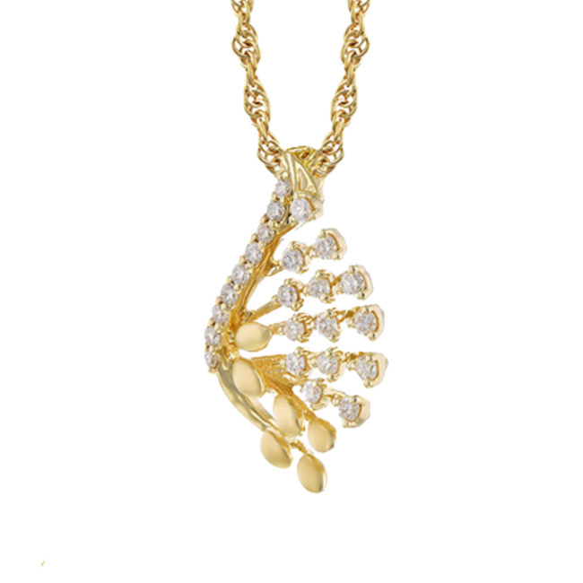 Diamond  "Angel Wings" pendant, 14k yellow gold