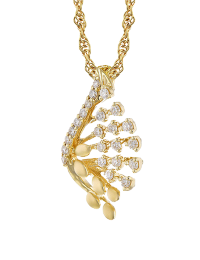 Diamond (0.14 ctw) "Angel Wings" pendant, 14k yellow gold