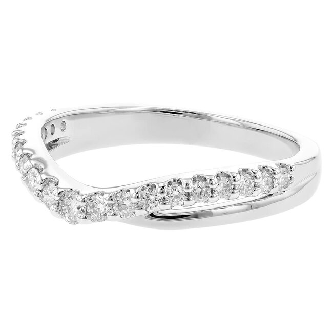 Diamond (0.33 ctw) curved enhancer band, 14k white gold 3.0 gr