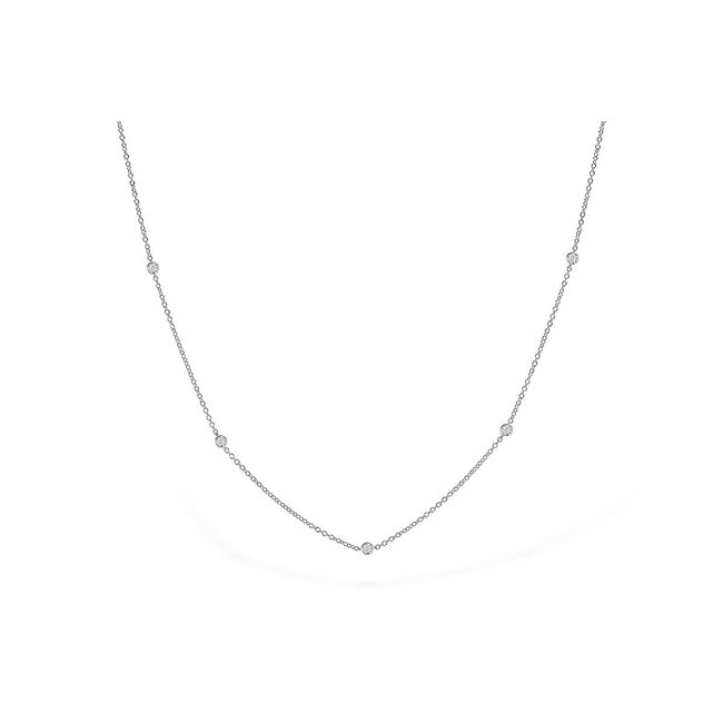 Diamond (0.25ctw) by the yard necklace, bezel set,  14k white gold