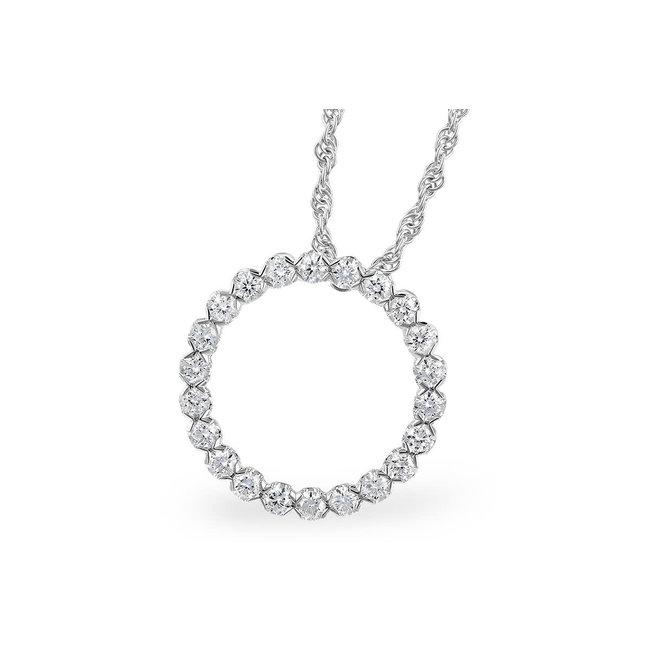 Diamond (0.50 ctw) circle pendant, 14k white gold
