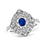 Sapphire (0.41 ct)  & diamond (0.37 ctw) vintage style ring, 14k white gold
