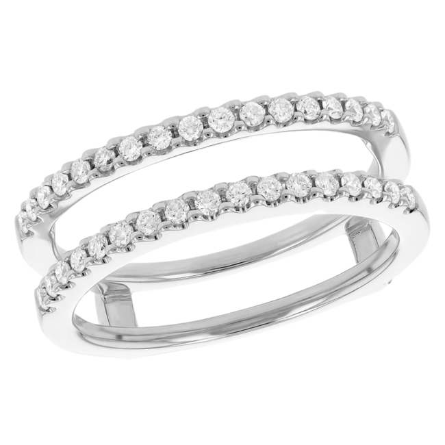 Diamond(0.33ctw) double row guard, 14k white gold 4.5 gr