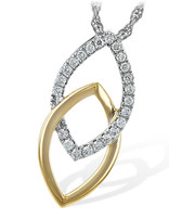 Diamond (0.20 ctw) dual marquise shape necklace, 14k white and yellow gold