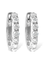 Diamond hoop earrings, 14k  white 1.00 ctw