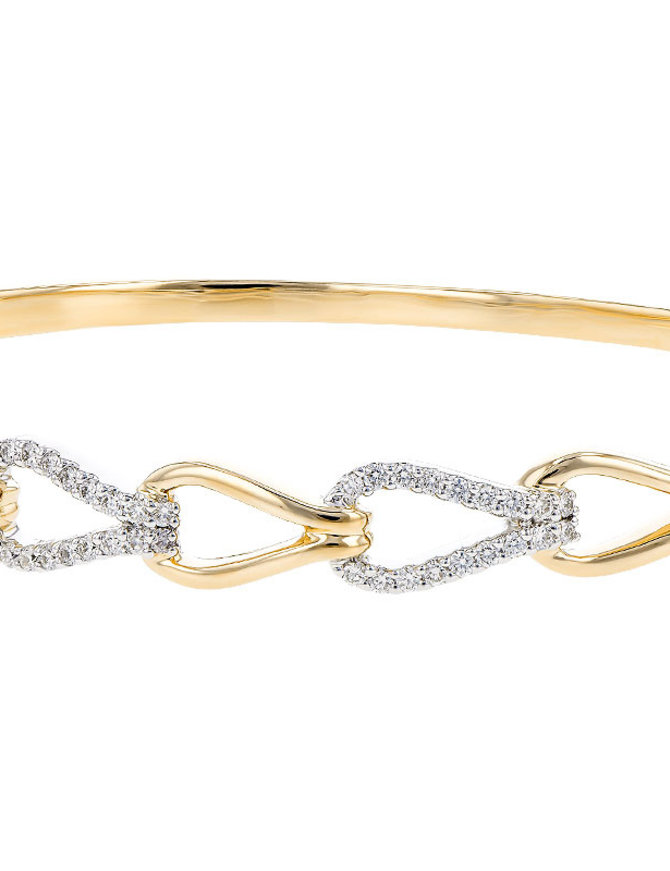 Diamond(0.40ctw) two tone link bangle bracelet, 14k white & yellow gold