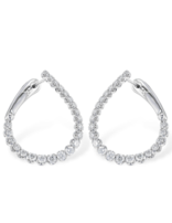 Diamond (1.50 ctw) illusion plate angled hoop earrings, 14k white gold