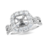 Diamond (1.50ctw) halo with braided band setting, 14k white gold