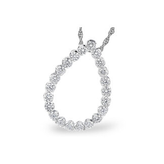 Diamond (1.00 ctw) open pear shape pendant 14k white gold