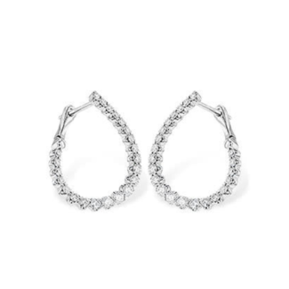 Diamond (1.00ctw) angled hoop earrings 14k white gold
