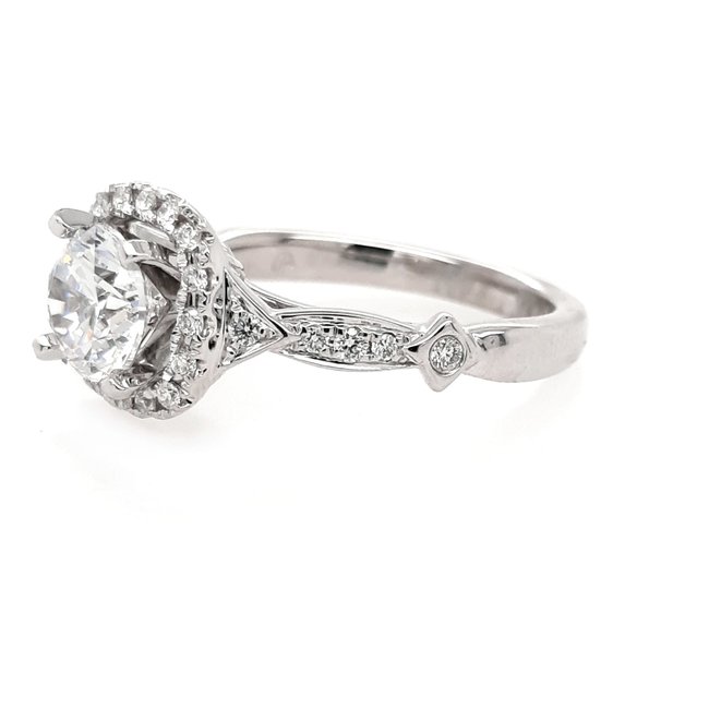 Diamond square halo bridal setting 14k white gold