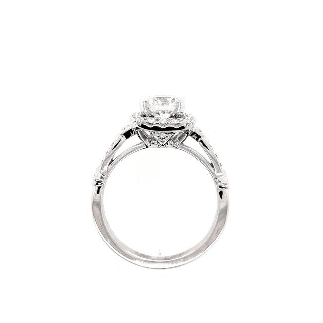 Diamond square halo bridal setting 14k white gold