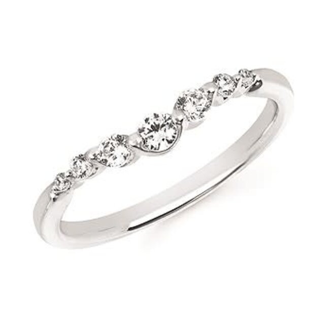 Graduated curved diamond band, 14k white gold